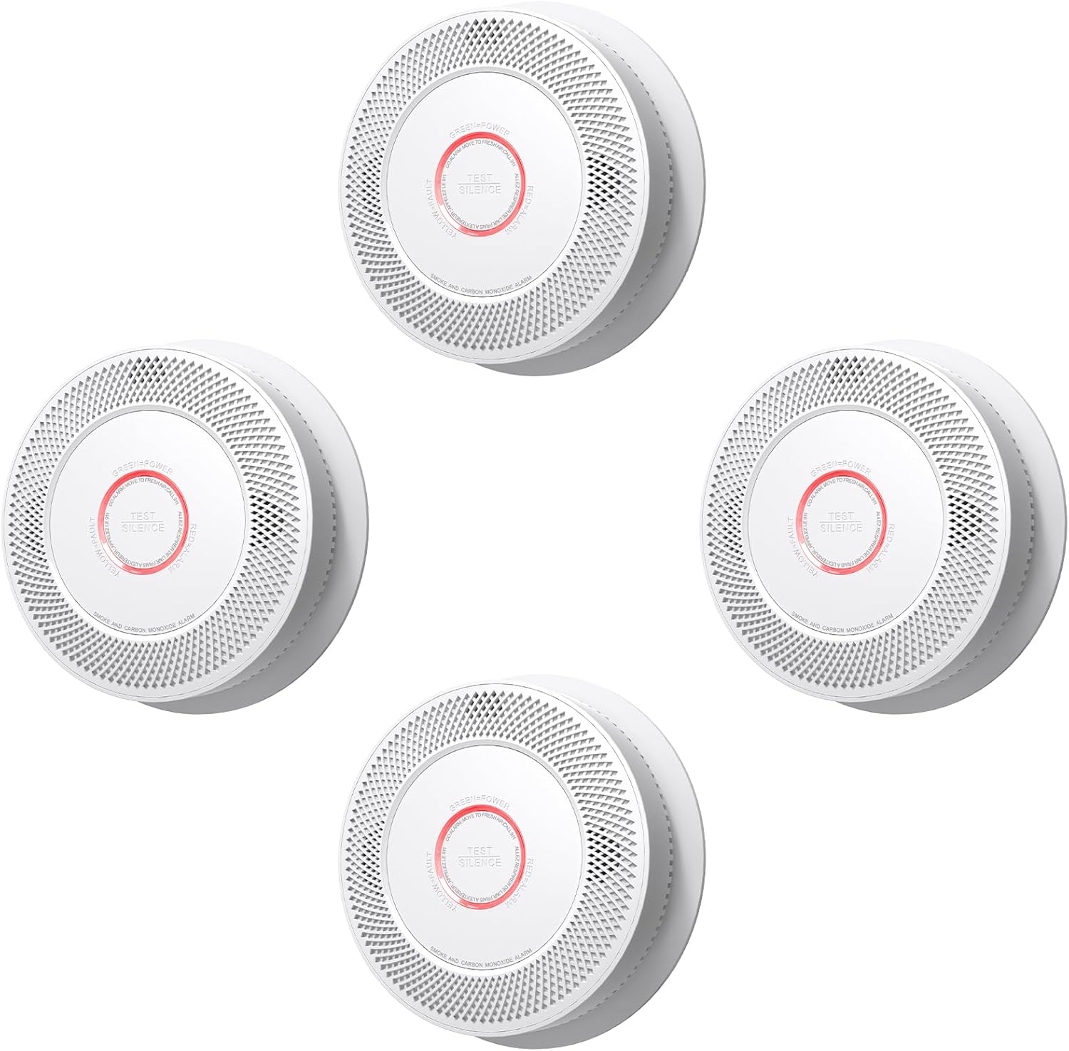 Smoke & Carbon Monoxide Detectors 10-Year Battery, Photoelectric Sensor & Test-Silence Button – UL217-9th Listed Fire Alarms for Home Safety (4 Pack) Smoke & Carbon Monoxide Detectors 10-Year Battery, Photoelectric Sensor & Test-Silence Button – UL217-9th Listed Fire Alarms for Home Safety (4 Pack)