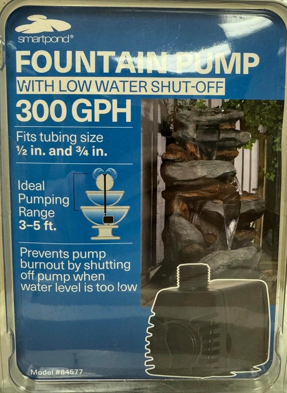 300 GPH Fountain Pump with Low Water Shut Off Feature