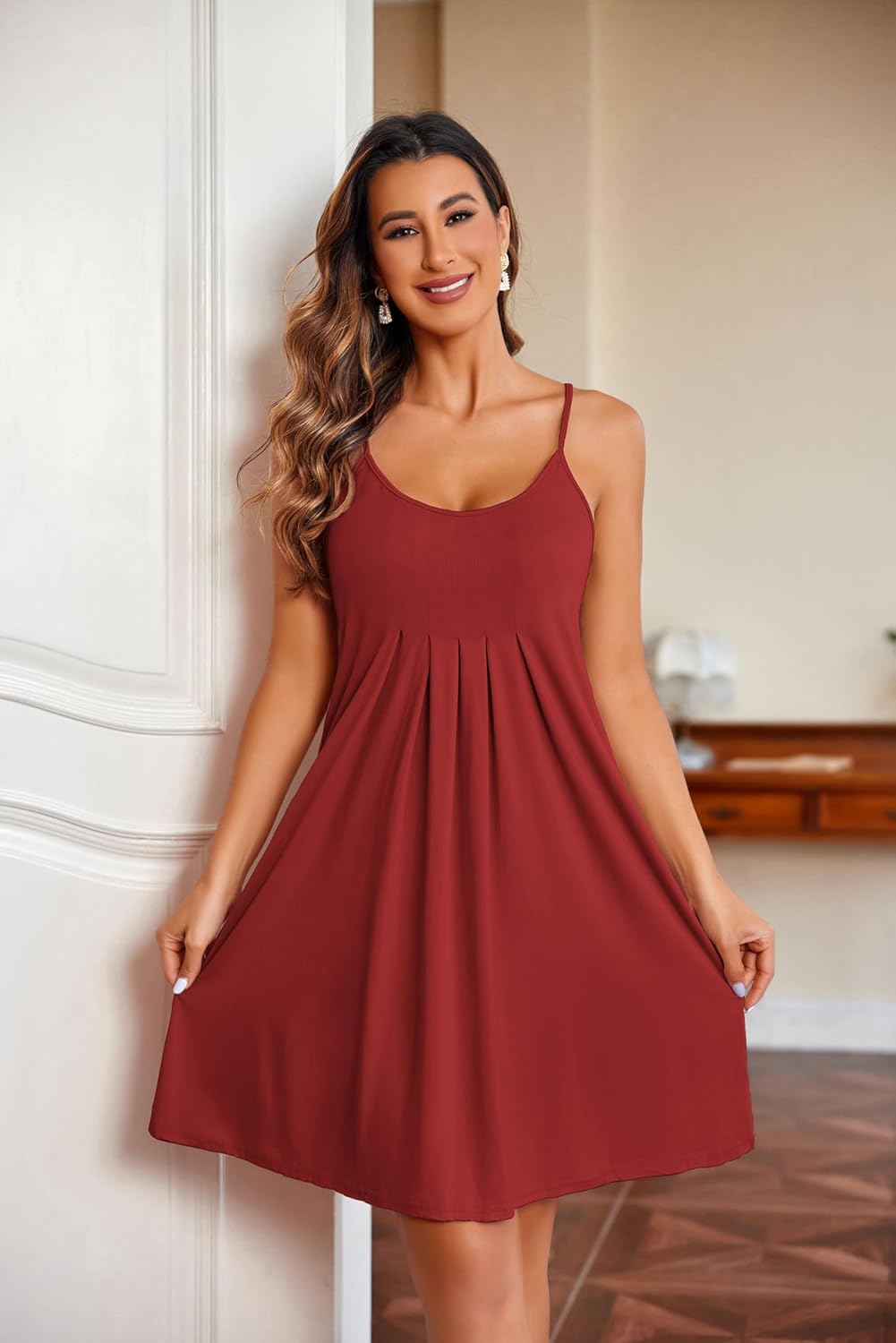 Ekouaer 2 Pack Nightgowns for Women Sleeveless Sleepwear Racerback Tank Sleepshirts Chemise Nightdress S-XXL - Image 4