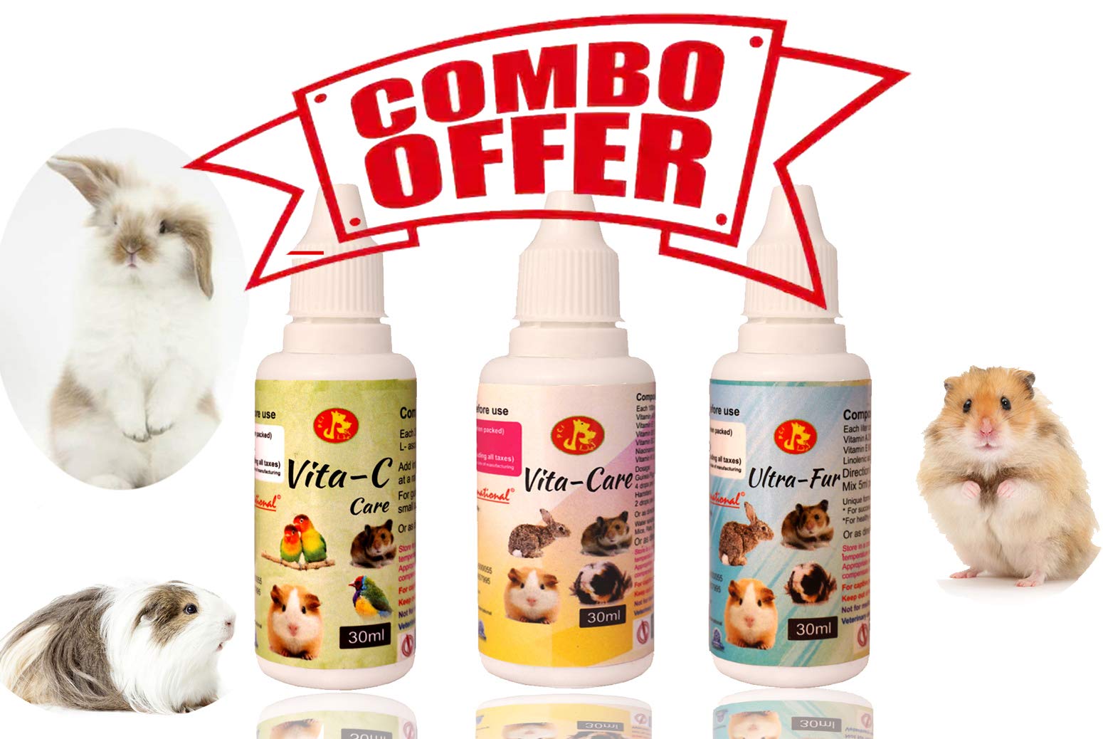 Pet Care International (PCI) Ultra-Fur, Vita-C & Vita Care for Healthy, Long Hairs and Essential Vitamins for Rodents Including Hamsters, Rabbit, Guinea Pigs, Gerbill, Sugar Gliders (Combo) (30ml) (B07NVMB5F5) Amazon Price History, Amazon Price Tracker