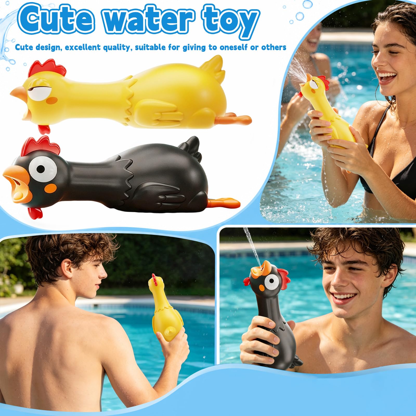 Huhn Wasserpistole – Lustige Wasserpistole für Pool Party und Wasserschlacht – Spritzt Wasser – Originelles Sommer Spielzeug für Outdoor Sommer Party Spritzt Wasser (B)
