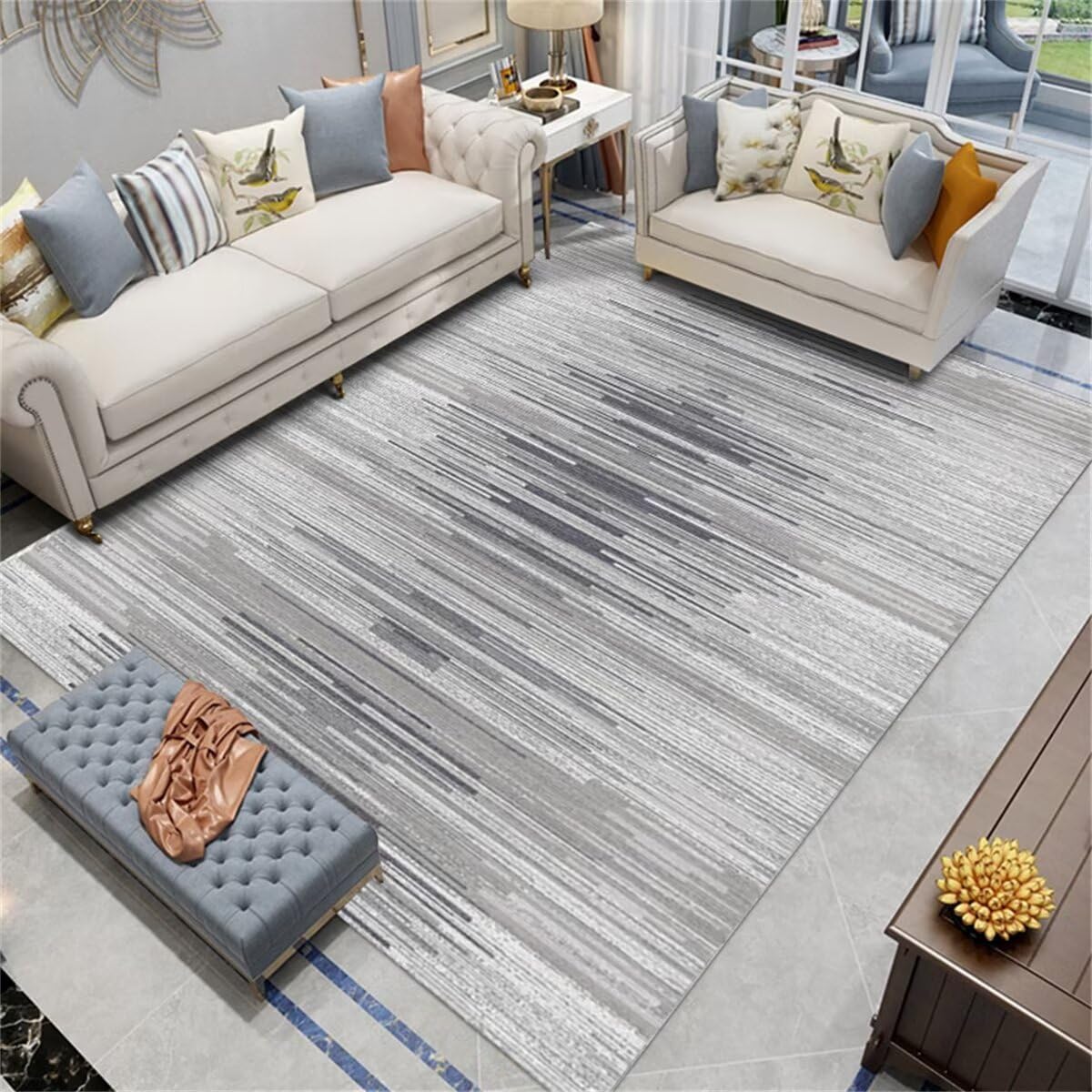 Deco Chambre Ado Fille Salon Tapis Tapis Gris Chambre décor à la Maison Salle à Manger Tapis Multi-Taille Anti Derapant Tapis 180X280CM
