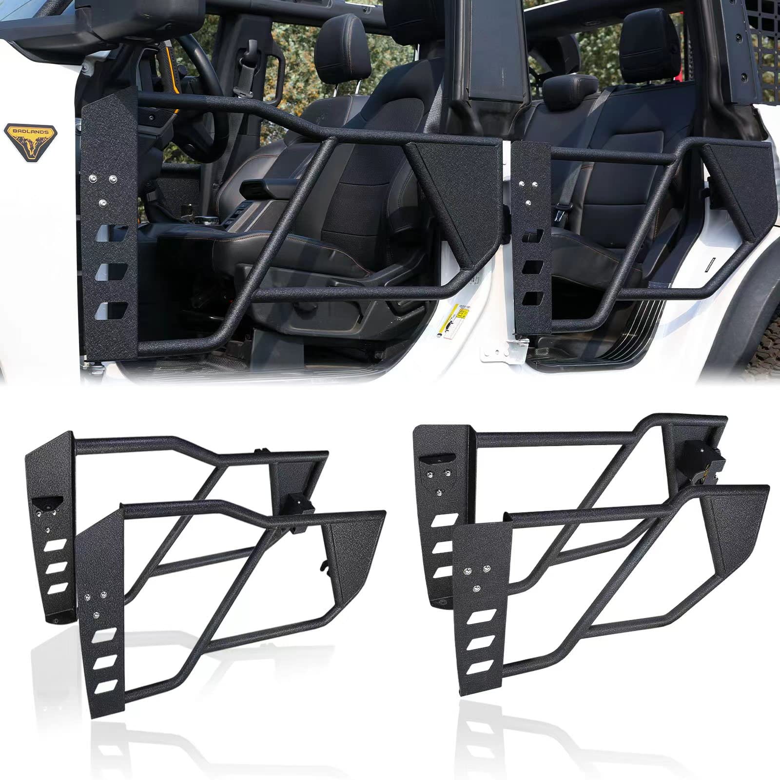 Photo 1 of JROAD Bronco tube doors for Ford Bronco 2021 2022 2023 4 Door Accessories(Excluding Sport)?For Ford Bronco Off-Road Tubular Doors 4PCS