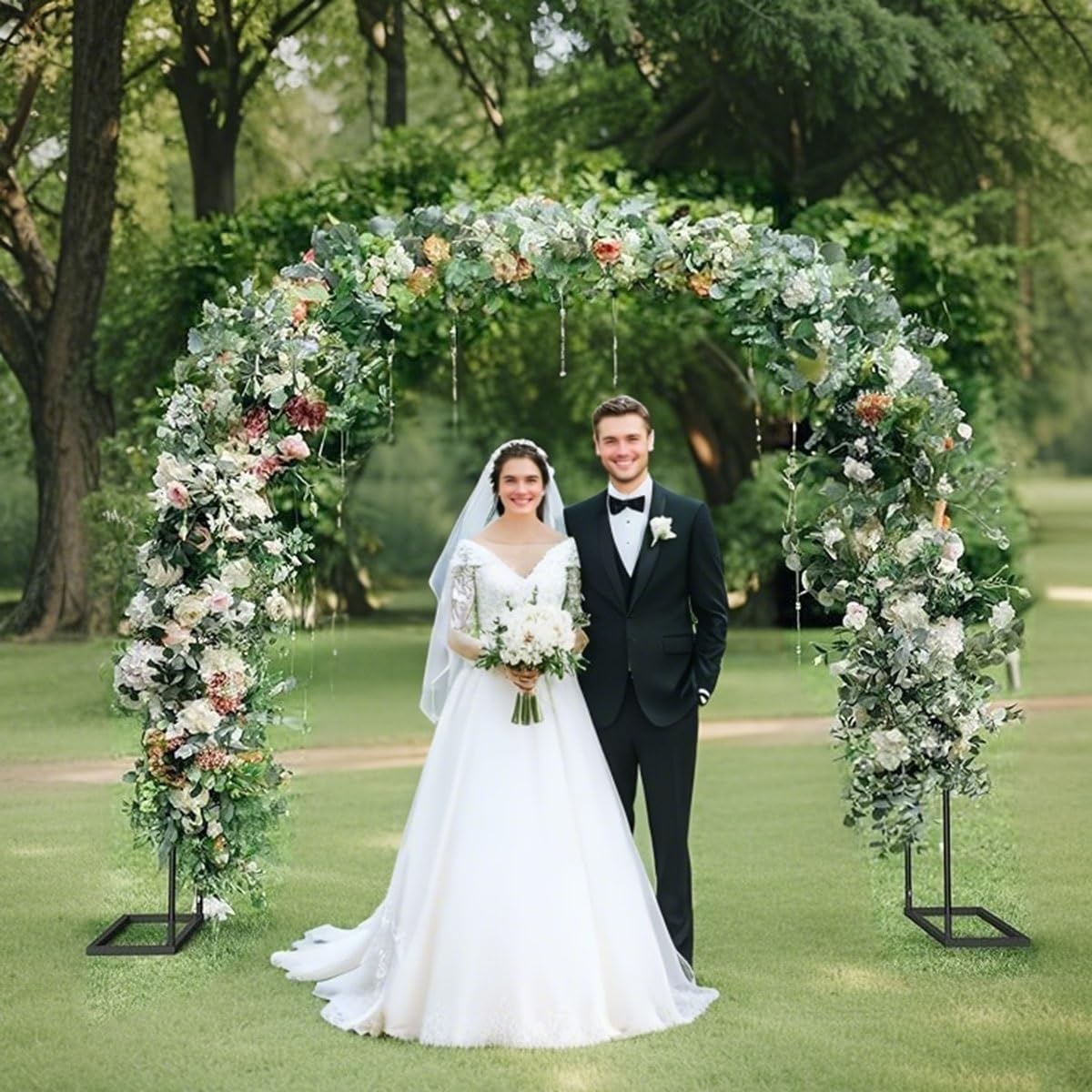 Rosenbogen aus Metall, Stabil Gartenbogen für Kletterpflanzen, 80 140 180 200 300 400 cm Breit Rankhilfe Torbogen für Hochzeit Dekor, Pergola Rankgitter Spalier Wetterfest(300x250 cm (BxH))
