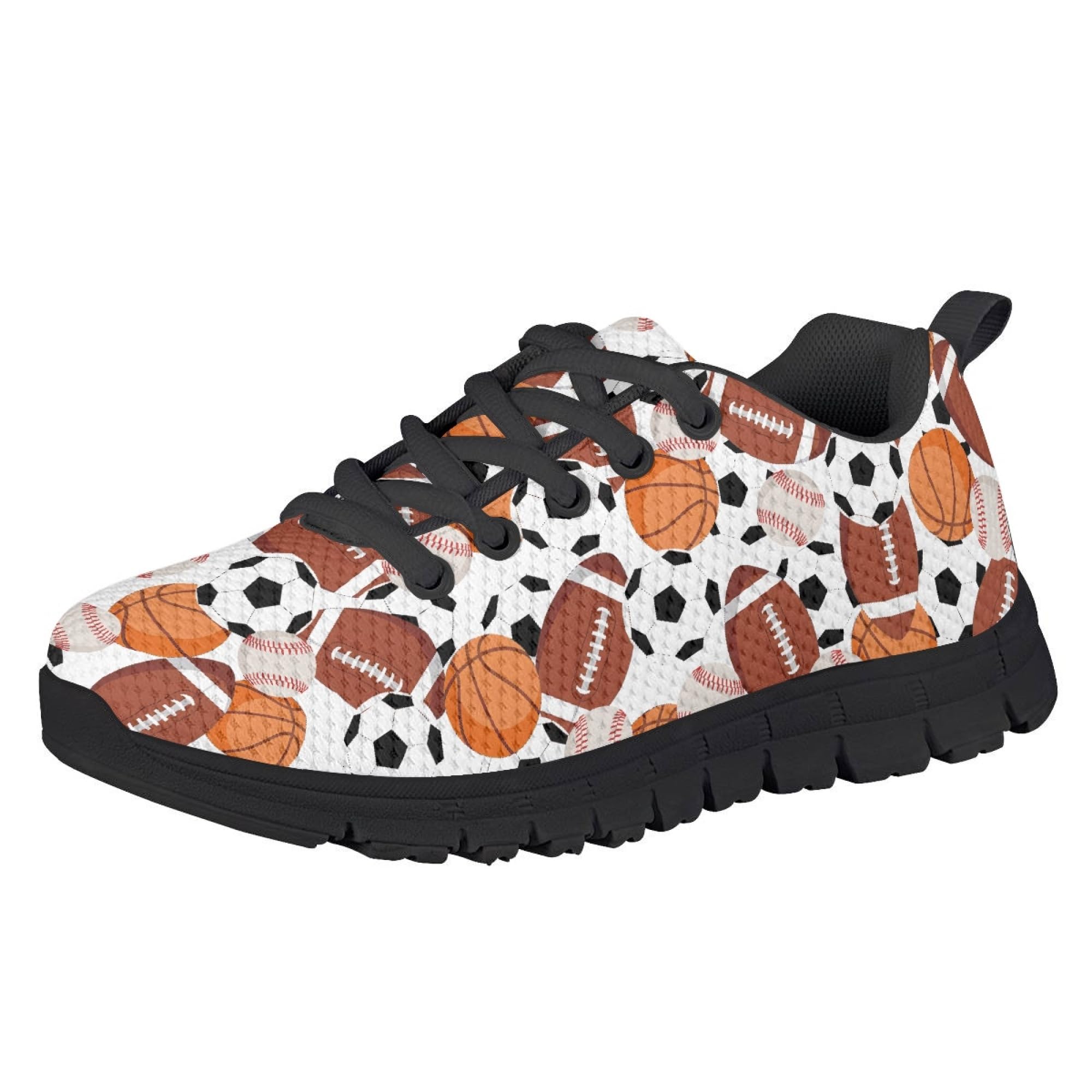 Micoklinlin Road Running Shoes for Boys Girls Personalized Ball Pattern Sneakers Anti-Slip Casual Breathable Jogging Shoes Footwear for Kids