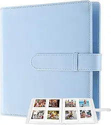Album para Instax Mini com 32 Paginas, Album para Fotos Polaroid com 256 Capacidade De Fotos, PU álbum De Fotos Para Armazenar Fotos De 3 Polegadas, Cartões Bancários E Ingressos Para Trem，Azul