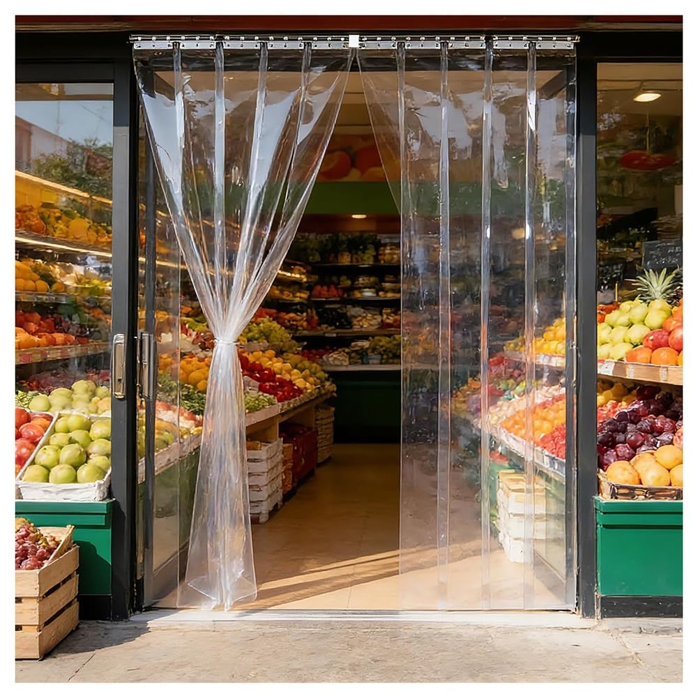 Gewerblicher Kunststoff-Streifenvorhang für Werkstatt und Lagerhalle, glatt, 6er-Pack (0,9 x 2,4 m) – Ideal für Tierhaltung, industrielle Anwendungen, energieeffizient und einfach zu montier