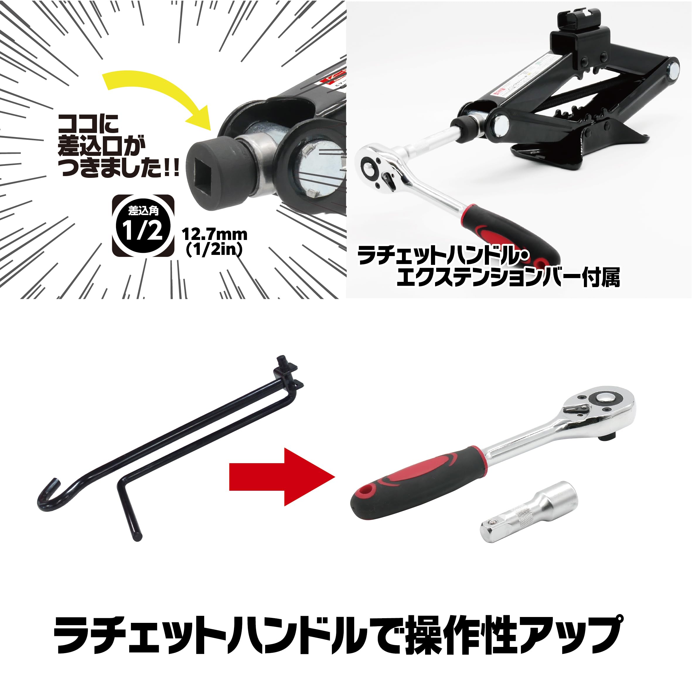 : エマーソン(Emerson) ラチェットレンチで素早くジャッキ