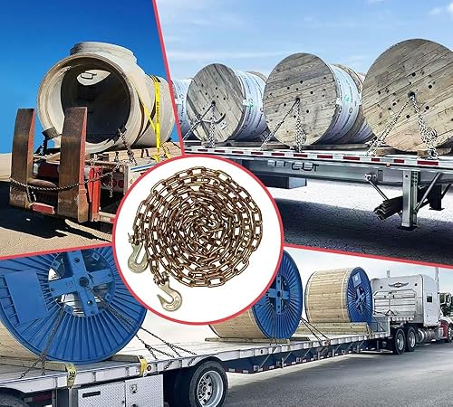Miniatura 5 de Mytee Products Cadena de transporte G70 de 14 pulgadas x 12 pies con gancho de agarre de horquilla, 12600 libras de resistencia a la rotura, cadenas