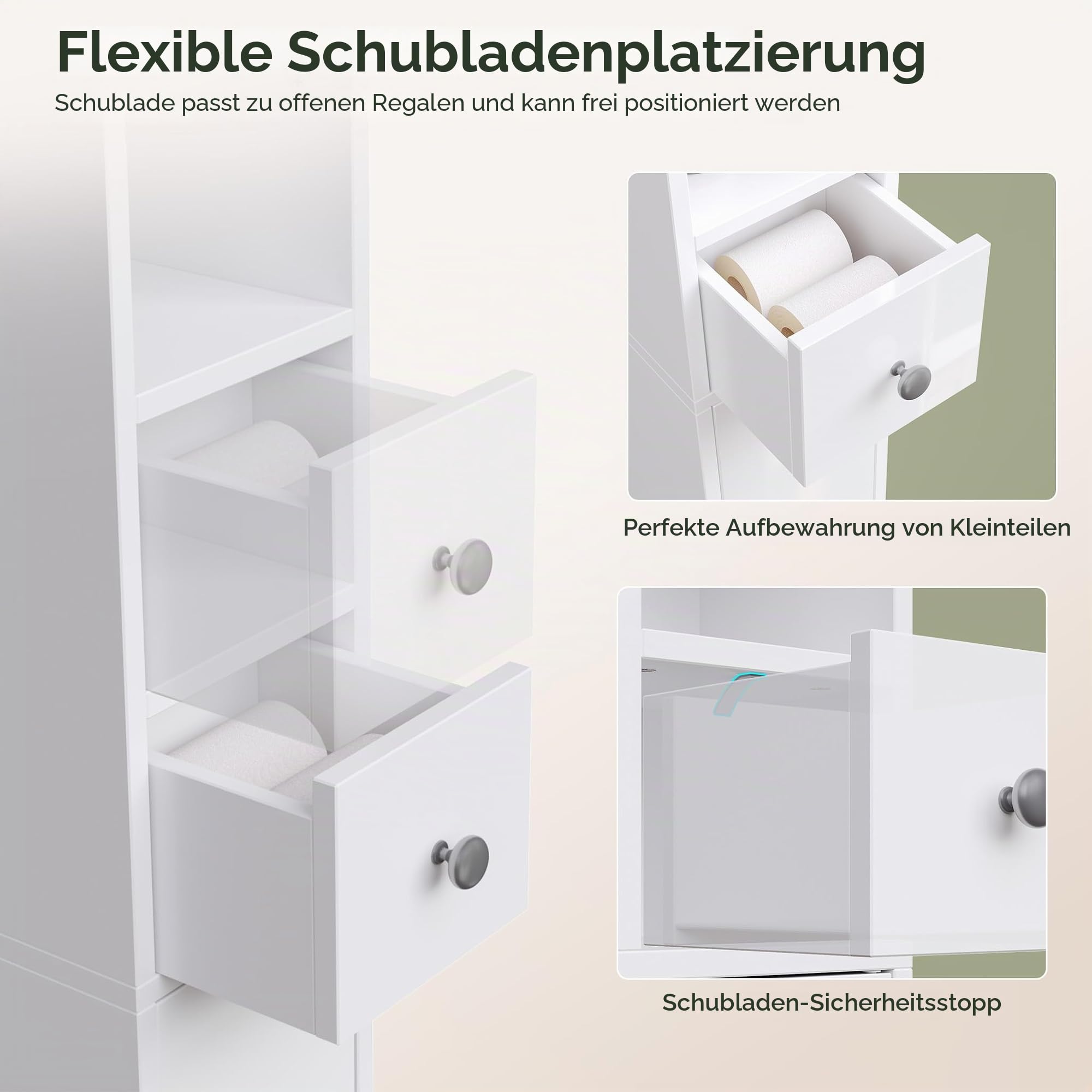 Mondeer Badezimmerschrank Hochschrank Schmal 20 cm für Kleine Räume