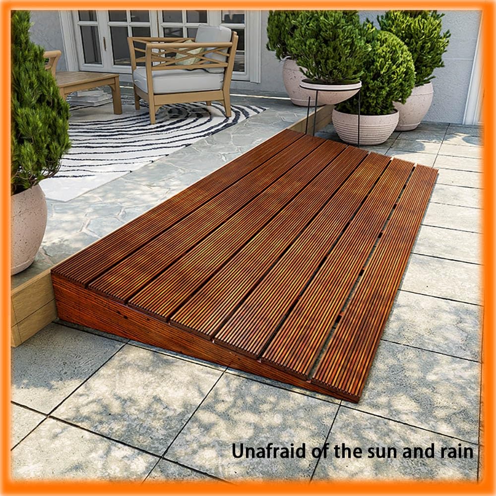 Silla de ruedas portátil antideslizante de madera, umbral de puerta de fácil acceso para uso Ga, disponible en alturas de 8/10/15/20 cm (60 x 70 x 15 cm / 24 x 28 x 6 in)