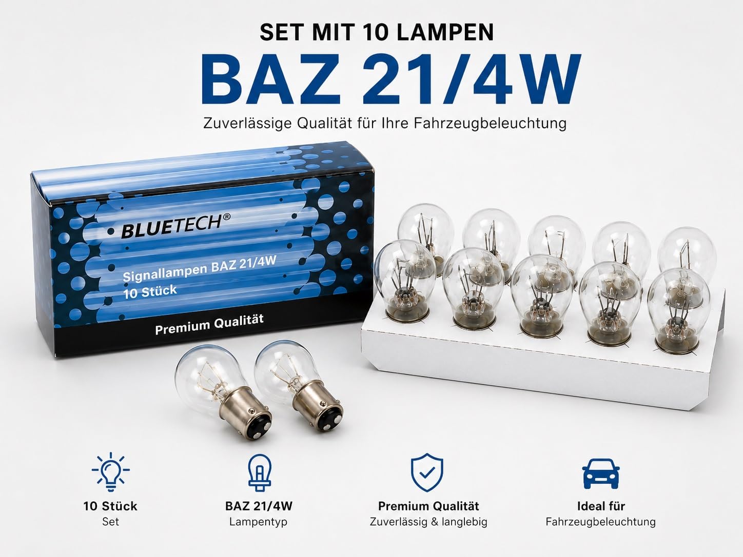 BLUETECH 110 STÜCK HOBBY SPARSET KFZ Beleuchtung Birne Auto Lampe Glühlampen LONGLIFE.Mit STVO Zulassung