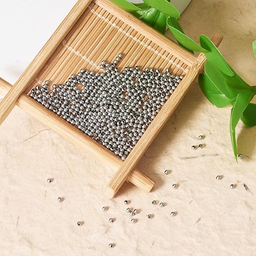 Miniatura 4 de 500 cuentas redondas de acero inoxidable 304 de 0.079in (0.079in), pequeñas cuentas espaciadoras sueltas de metal para hacer pulseras, collares,