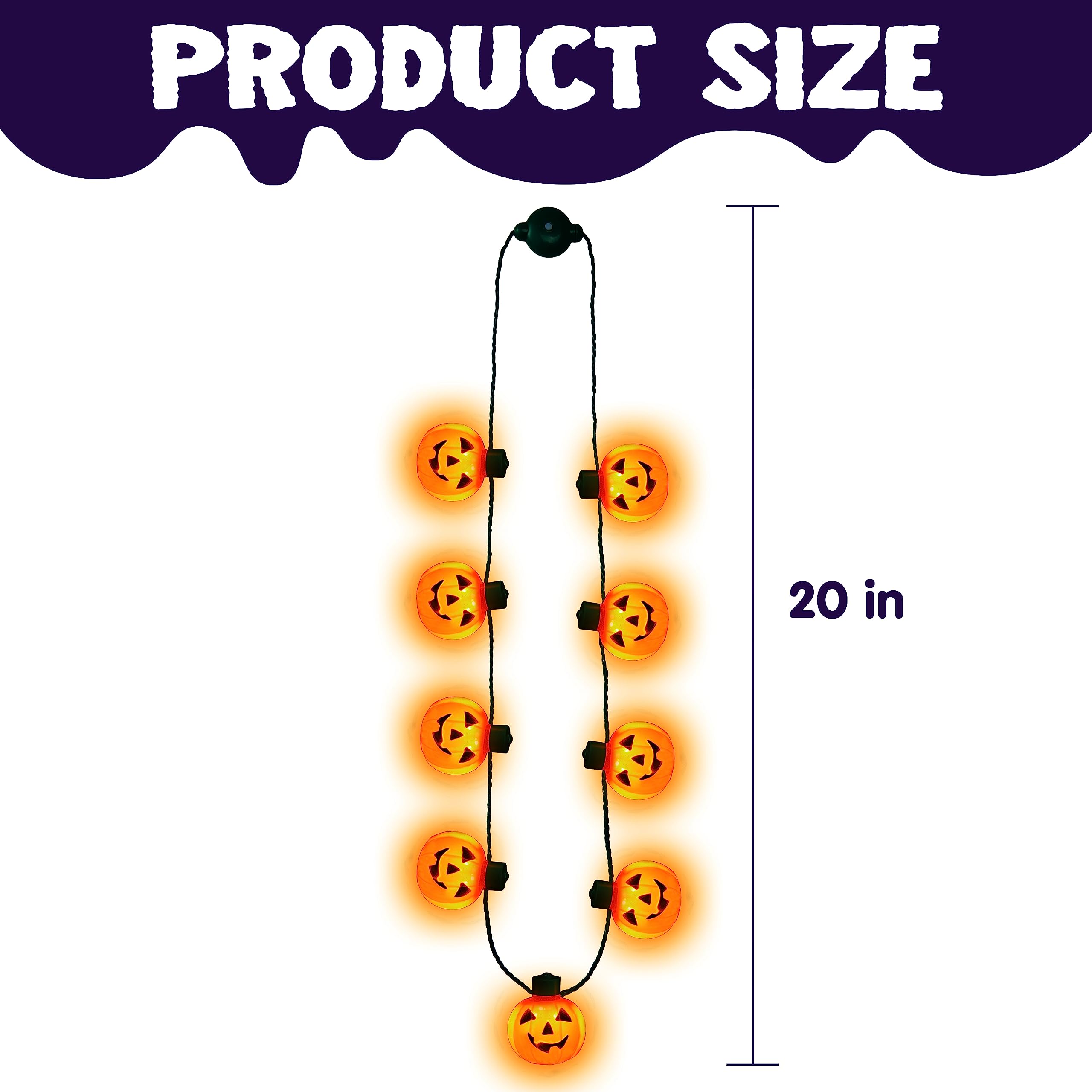 Katsy Halloween-LED-Halskette, 88,9 Cm, 9 Stück, Kürbis, Augapfel, Totenkopf, Beleuchtet, Halloween-Halskette, 3 Modi, Blinkend Für Halloween- Party, Gastgeschenk Und Zubehör, Halloween-Zubehör, 4