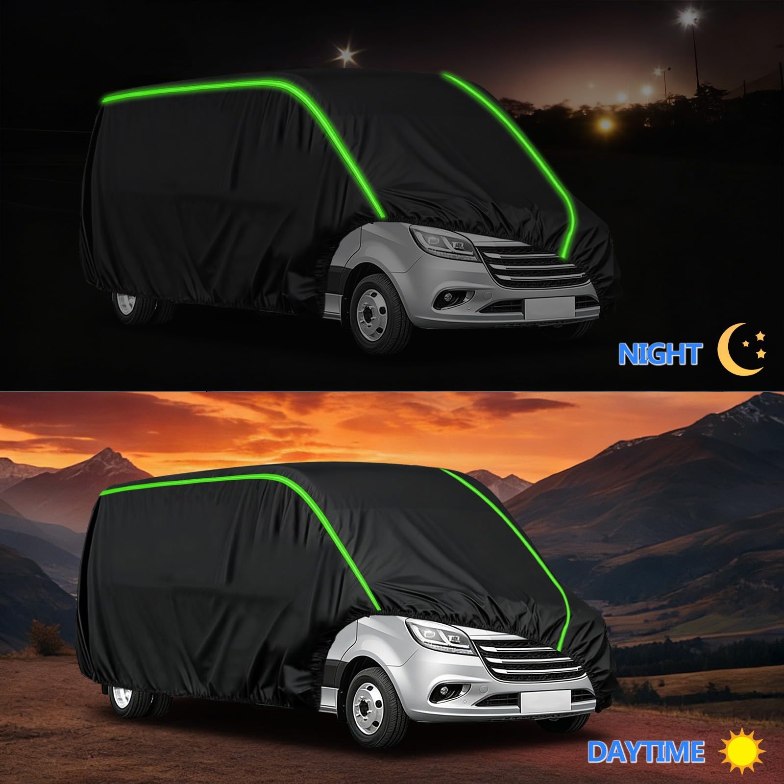 Telo Copriauto Impermeabile per Mercedes Vito Long,Telo Per Auto Da Esterno, Resistente Al Gelo, Al Freddo, Alla Neve, Al Sole E Ai Graffi (Nero)