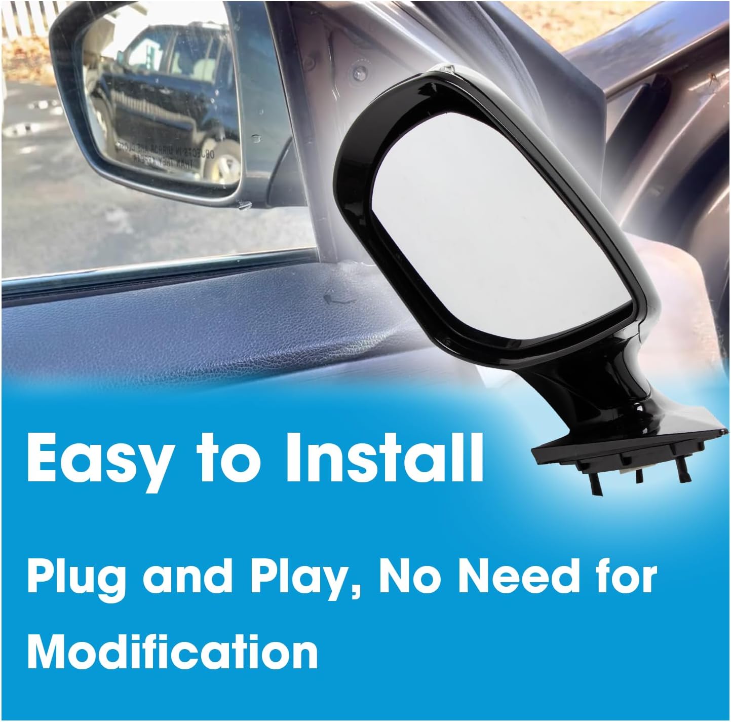 Driver Side Heated Mirror Assembly Fit for Hyundai Santa Fe Sport 2013-2018 Replace 876104Z005 HY132020, Left Exterior Rearview Mirror & Heated Power Glass Turn Signal Manual Folding, Black 6 Pin