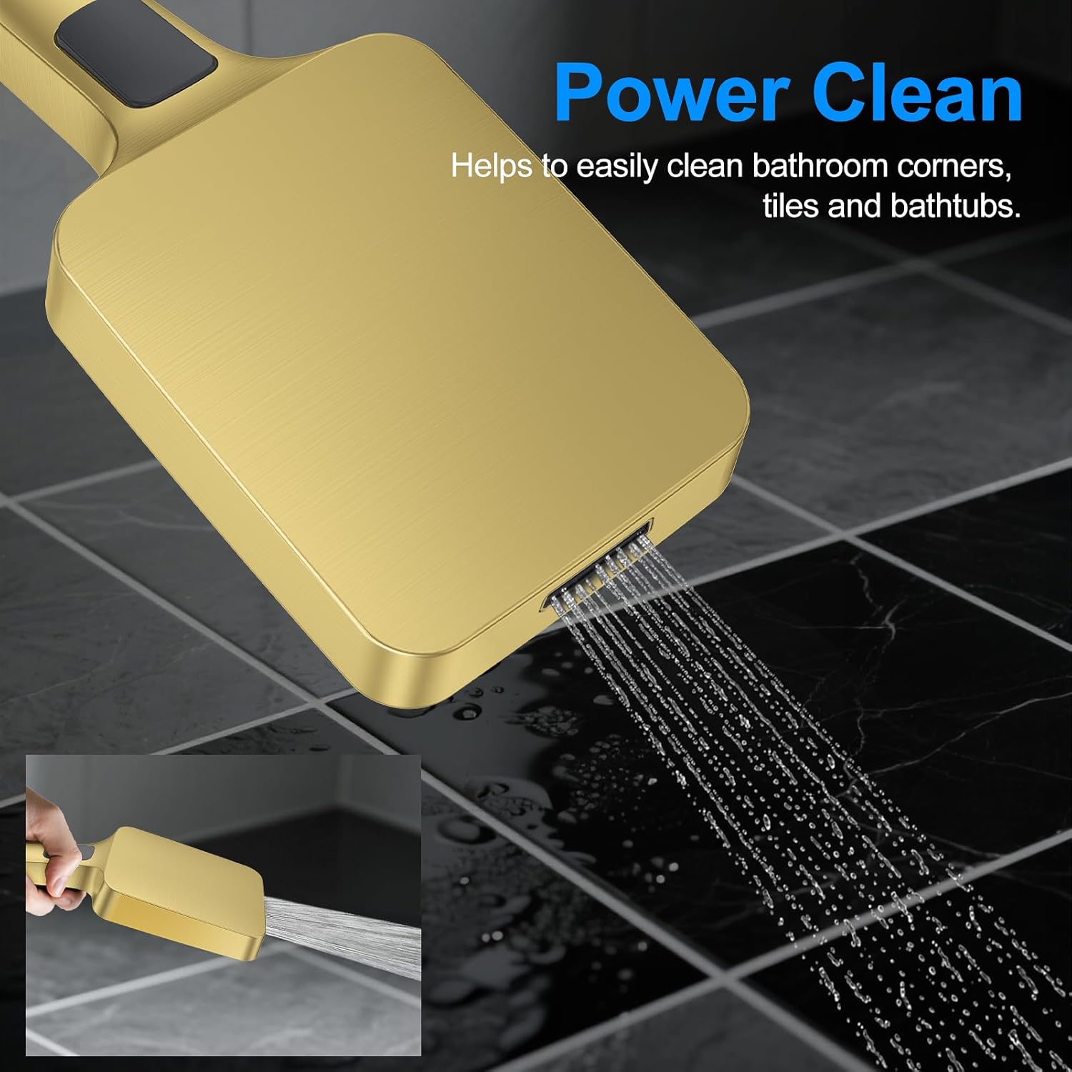 Shower Faucet Set,Brushed Gold Push Button Shower System with Rain Shower and Handheld,Gold Shower Faucet with Valve Ceiling Mount 12" Shower Head and Wall Mount 6" Shower Head with Handheld