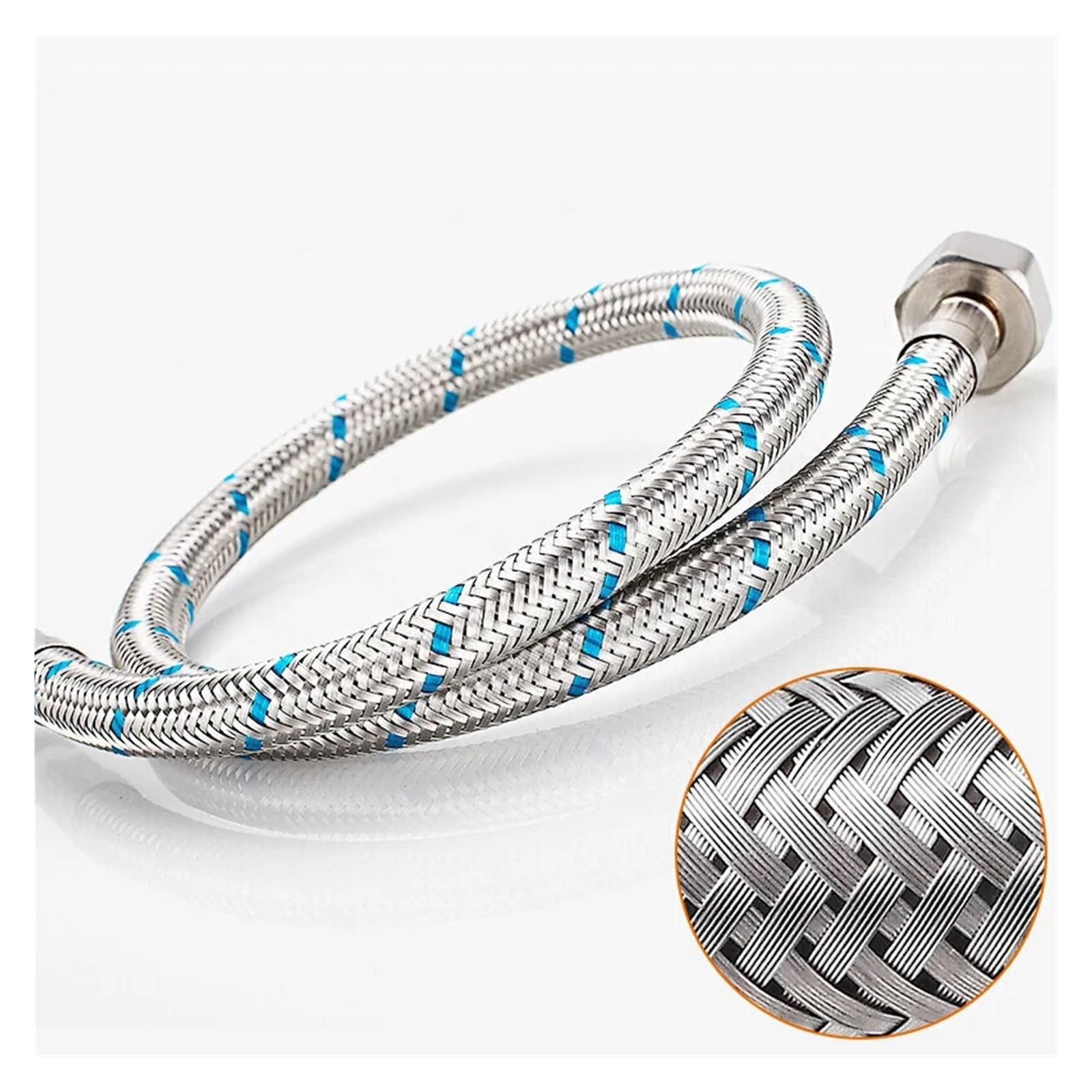 Tubo Flessibile Intrecciato in Acciaio Inox 304, Tubo di Ingresso per Rubinetto Acqua Calda e Fredda a Testa Singola 1/2 3/8 9/16 60 cm Confezione da 2 (C)