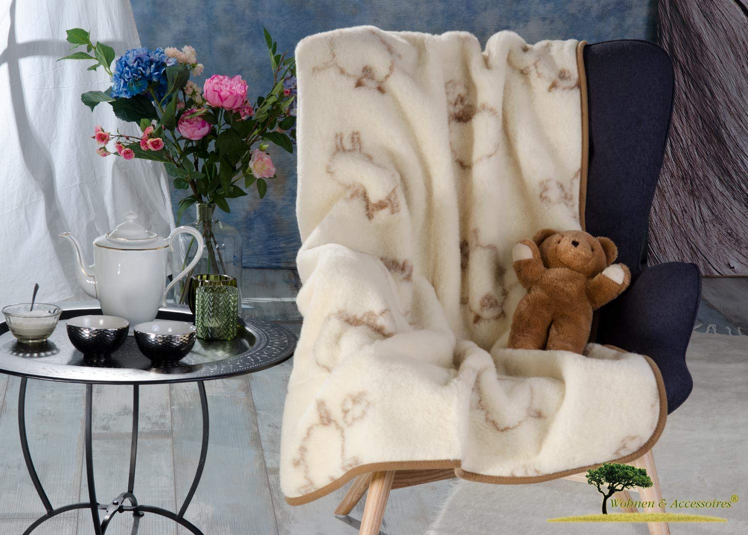 Couverture Bébé En Laine Mérinos " Prénom Broder