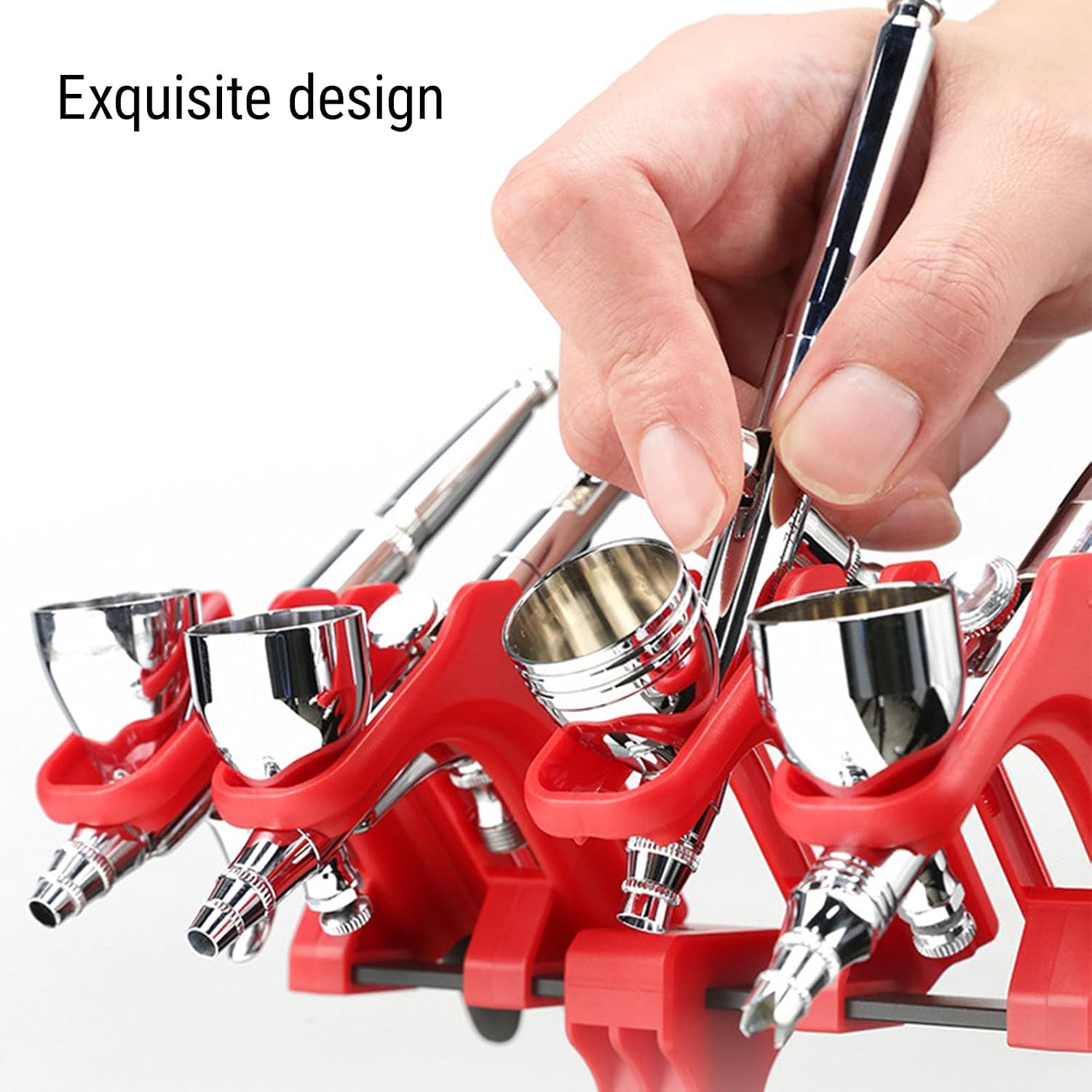 Garosa Airbrush Holder Rack, Adjustable 4 Slot Clamp On Organizer Stand with 360 Rotation and Spill Design for Hobby Desk Alloy Steel ABS Black 1 Set