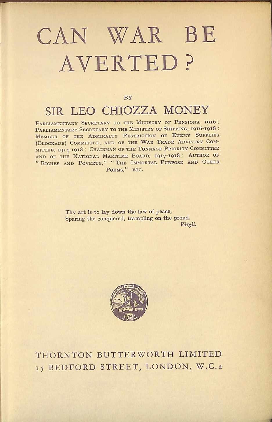 Can War be averted? Amazon.co.uk Leo Chiozza Books