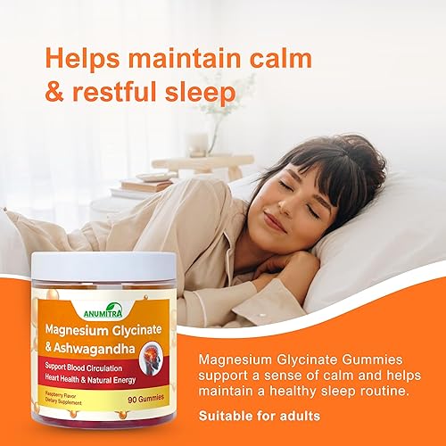 Miniatura 7 de Gomitas de glicinato de magnesio y ashwagandha  Suplemento de Ashwagandha para mujeres y hombres promueve la relajación y el bienestar sabor a