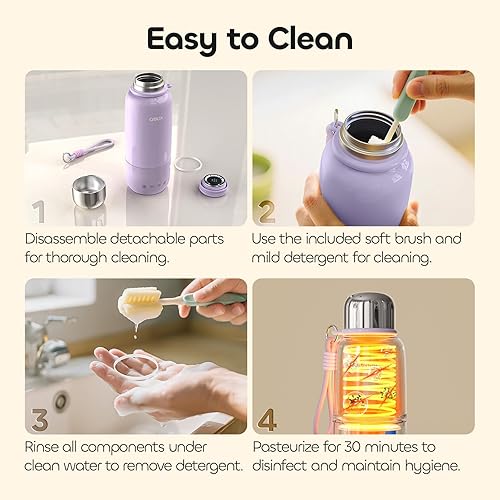 Miniatura 7 de QIBOX Calentador de biberones portátil para viajes, calentamiento rápido de leche materna y fórmula de 36 W, carga rápida de 36 W, gran capacidad de