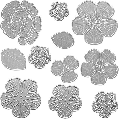 Troqueles de resorte de metal, 9 flores y 2 hojas, troqueles de corte en relieve para hacer tarjetas, álbumes de recortes, papel, manualidades,