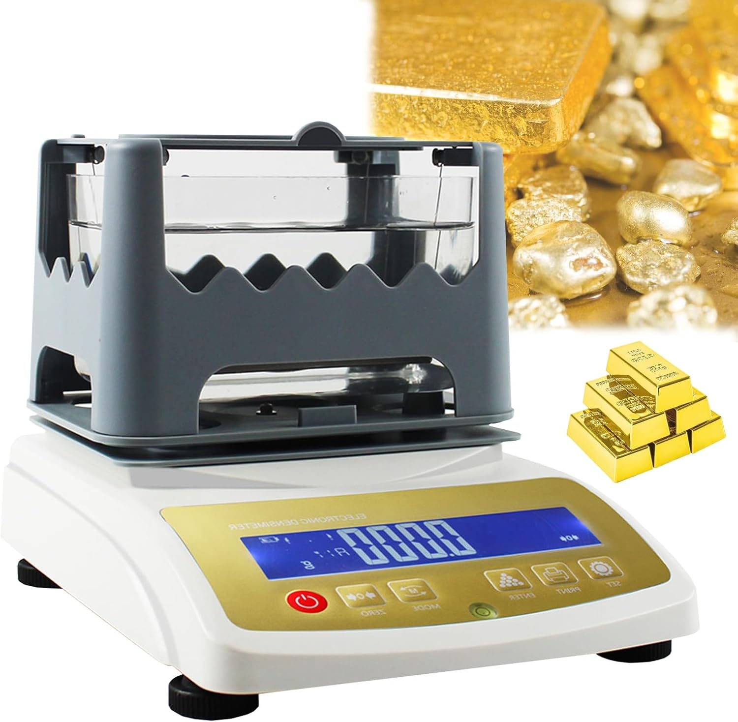 Gold and Silver Density Meter with 0.01G/Cm3 Resolution for Precious Metal Purity Analysis and Jewelry Testing (200K)
