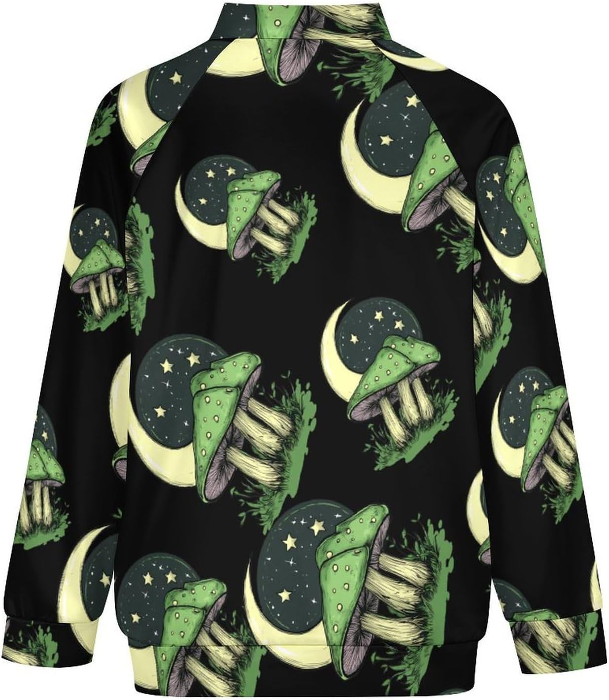 Mushroom Print Men's Zip Up Sweatshirt Casual Sweater Jackets Long Sleeve Tops Lightweight Coat