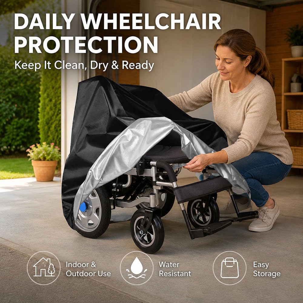 Funda Silla de Ruedas para Culver Mobility Hermes Eléctrica, Cubierta Impermeable Exterior, Protección contra Lluvia Polvo y Rayos UV