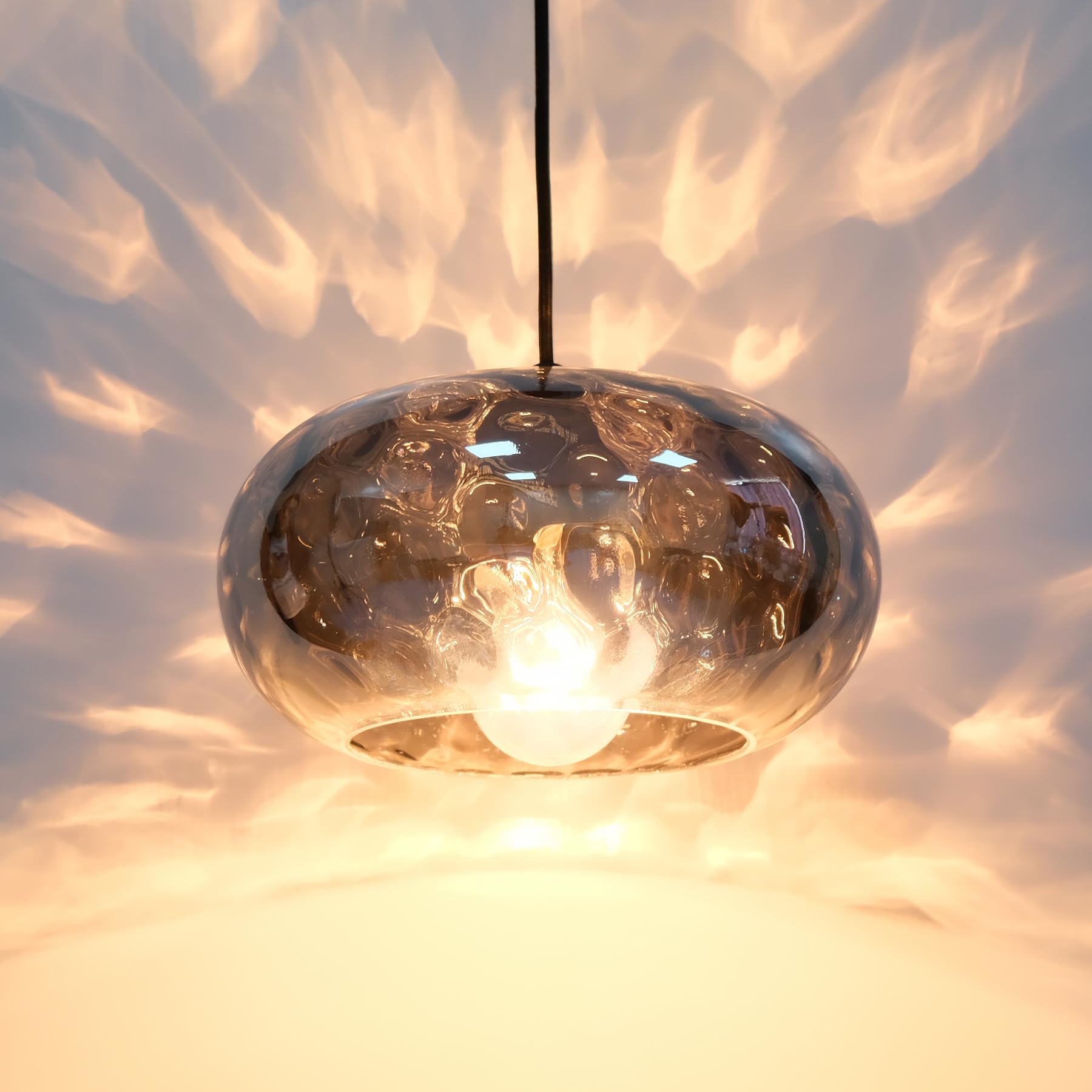 Pantalla de vidrio martillado ahumado de repuesto para luces colgantes E26, candelabros, lámparas de pie de escritorio de mesa y apliques de pared, pantalla gris de 11 pulgadas para luz de 5