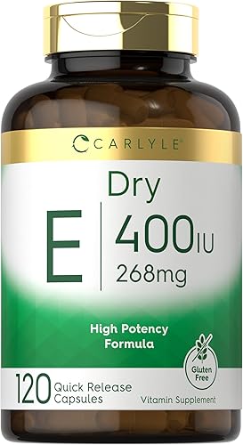 Carlyle Vitamina E seca 400 UI (268 mg) 120 cápsulas Fórmula de alta potencia Sin OMG y sin gluten