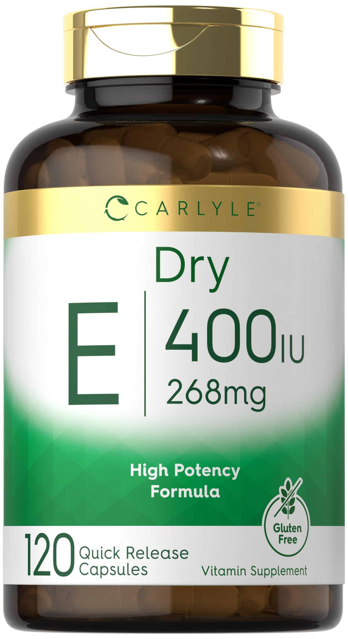 Carlyle Dry Vitamin E 400 IU | 120 Capsules | D-Alpha Tocopheryl