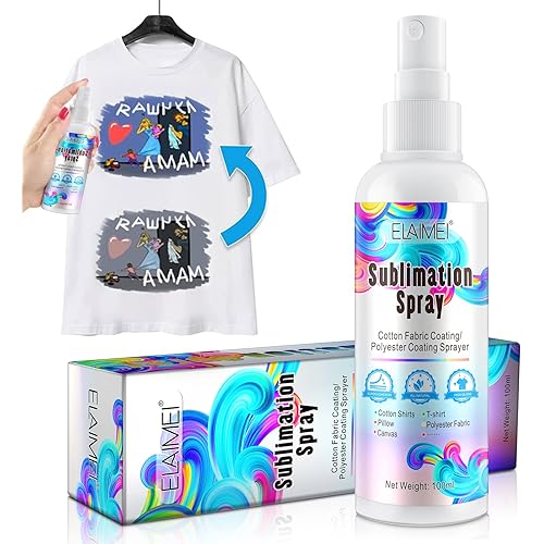 100ml Sublimation Spray, Sublimation Coating Spray for All Fabric, Including 100% Cotton, Polyester, Carton, Tote Bag, Pillows, Mugs, Canvas, Quick Dry & Super Adhesion, High Gloss Vibrant Color