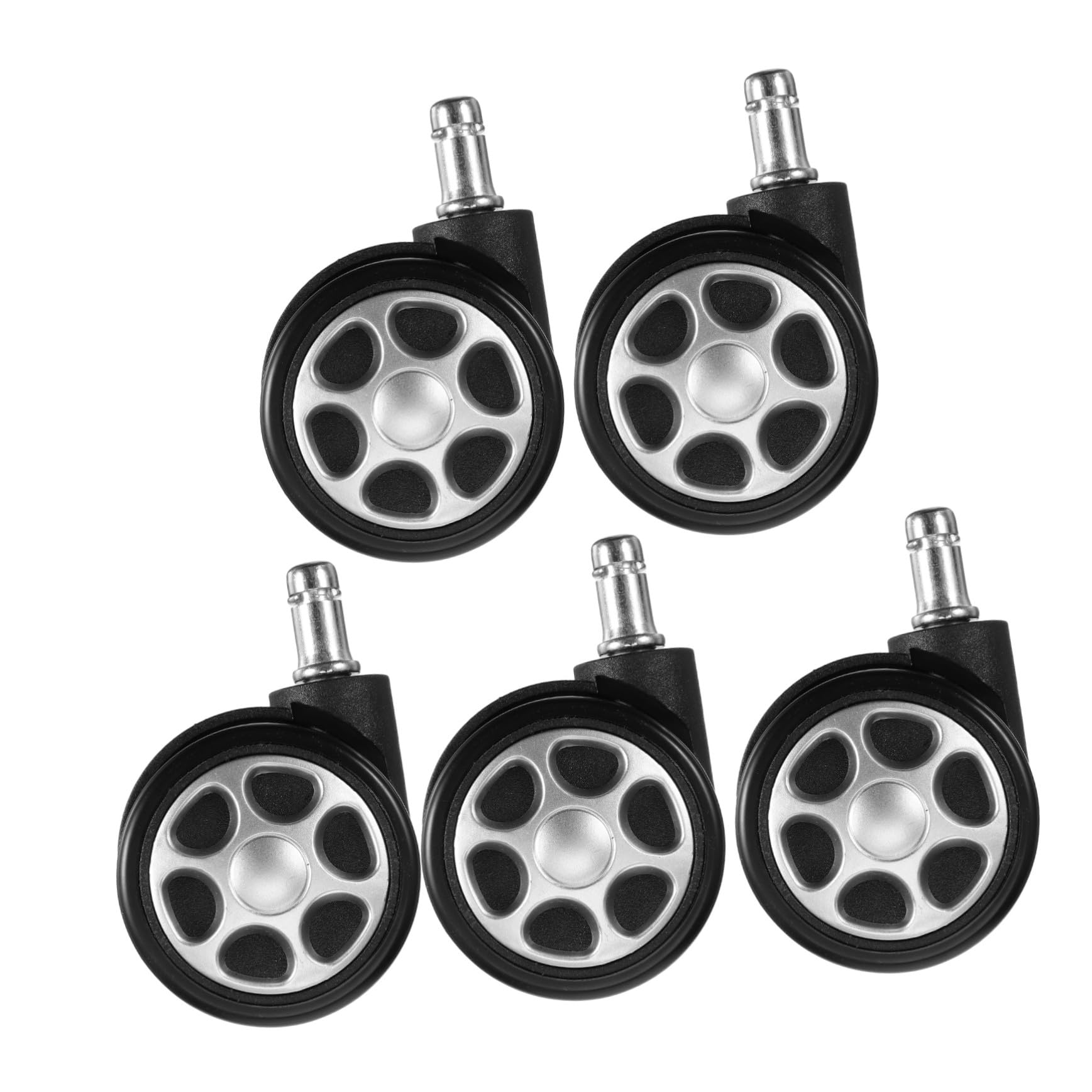 GYRAZXS 5pcs Heavy Duty Office Chair Wheels with Brake - Silent Smooth Swivel Casters for Gaming & Computer Chairs Perfect for Hardwood & Carpet Floors Durable Replacement Parts