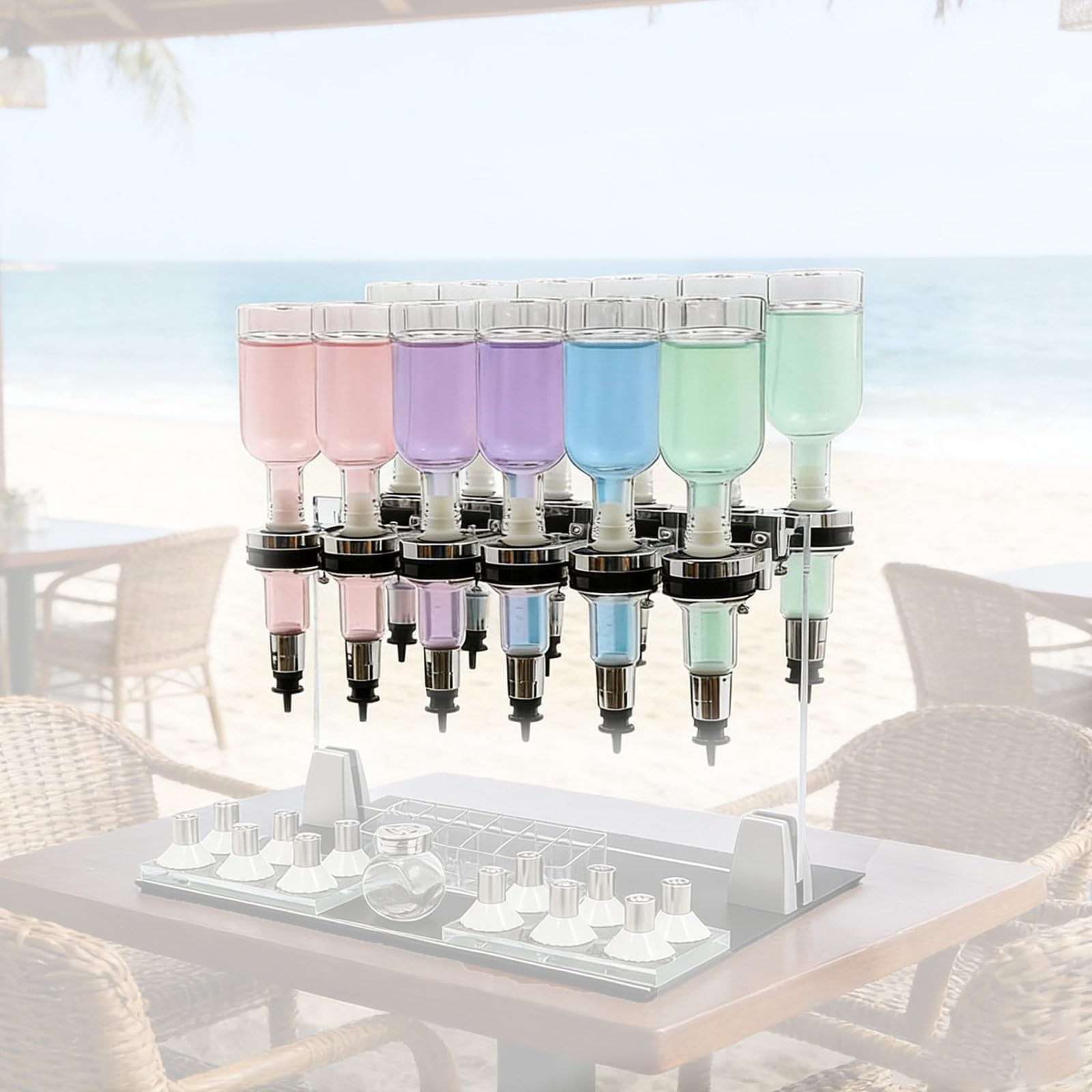 XueFulxion Versatile commercial filling device using transparent glass to present liquid original color.Detachable components allow thorough cleaning, for shops and bars. 12heads