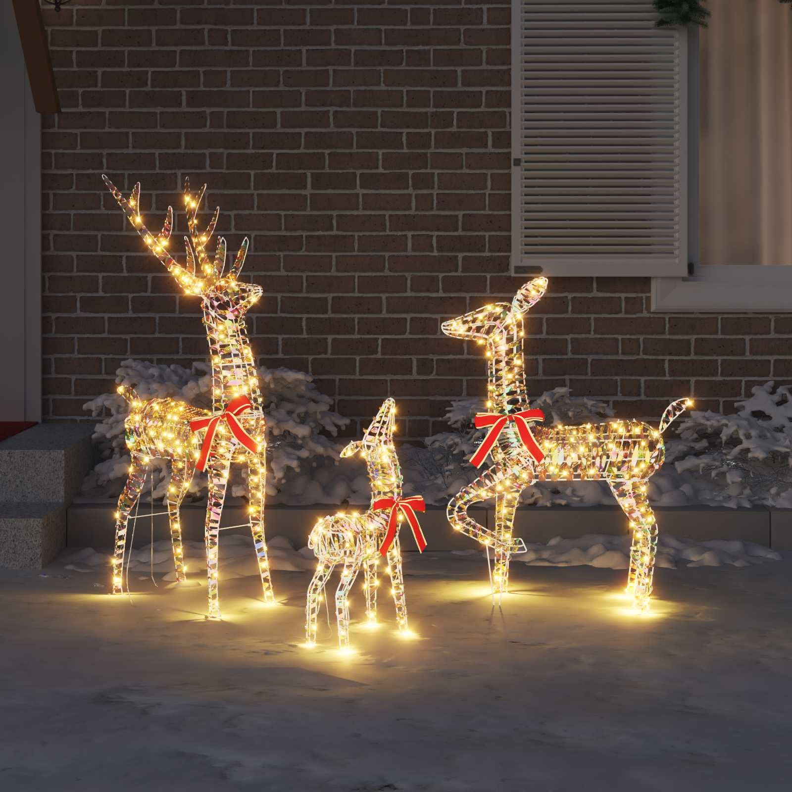 Rentierfamilie mit 300 warmweißen LEDs 3er Set 3D Figuren PET 67 x 26 x 127 cm USB Beleuchtung für Innen Deko Advent Weihnachtsstimmung