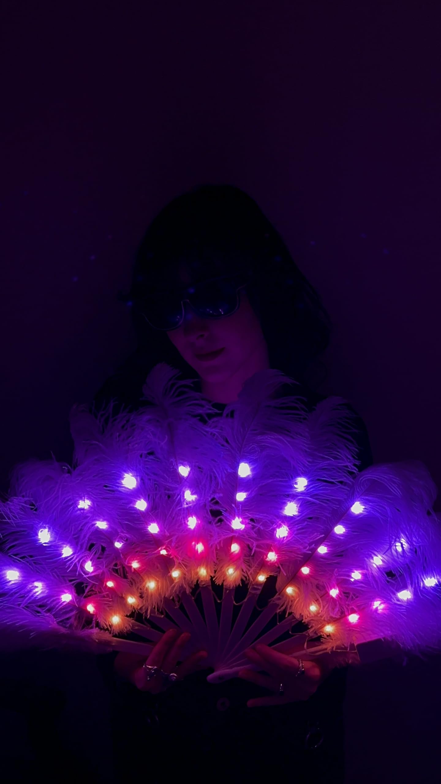GogoRavers™ Feathery LED Fan Light Up Festival Costume Accessory Glowing Prop Electronic Breeze Prop Wall Decor Room LED Cosplay Rave Show EDM Hand held Cold Hot Air Party Colourful - Image 3