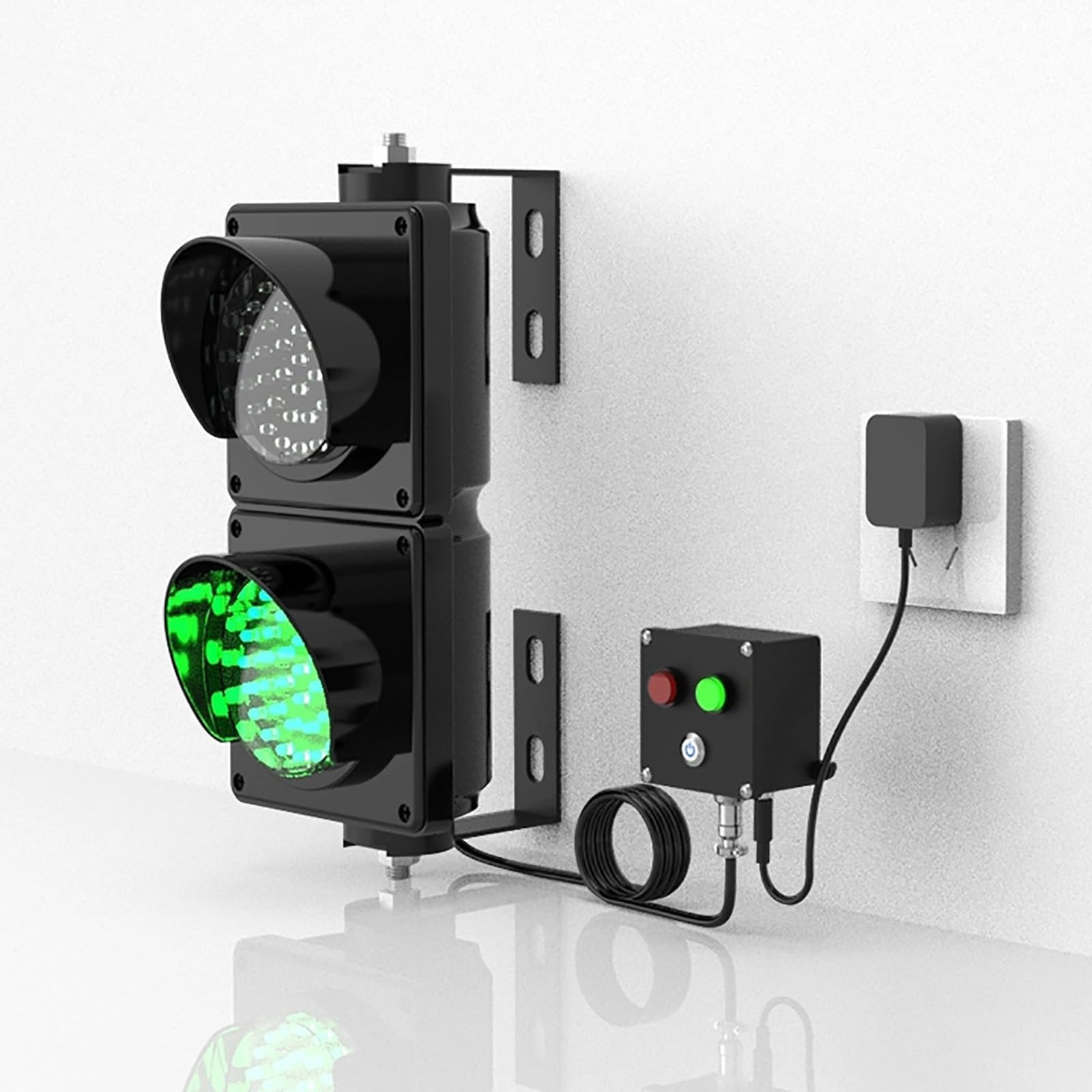 Feu d'arrêt à LED Rouge/Vert, Commande par Bouton, lentille de 4 Pouces de diamètre, feu de signalisation, Convient for Intersection, Usine, école, Gare de péage
