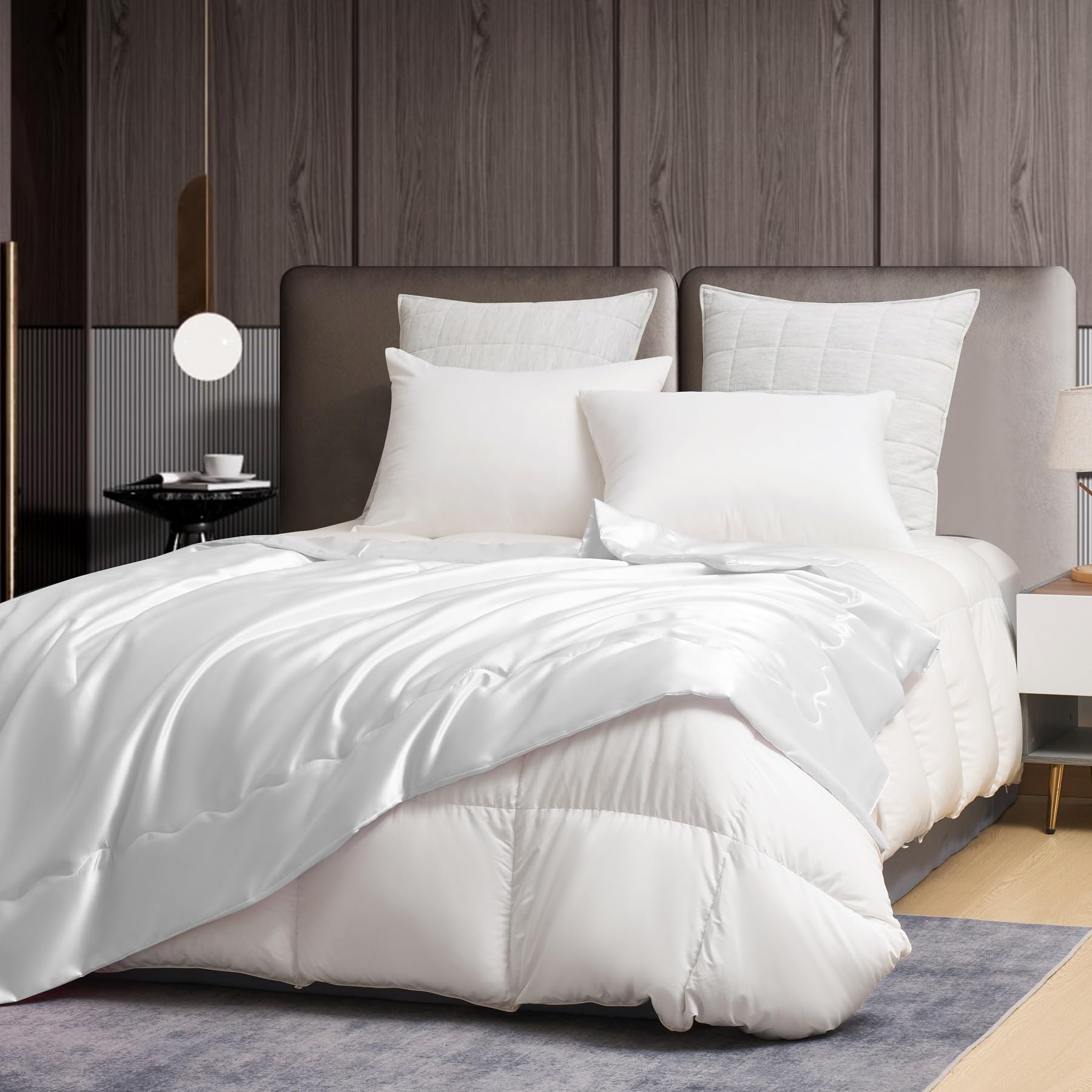 Coperta in raso, 220 x 240 cm, colore bianco, per divano, camera da letto, ufficio, viaggi