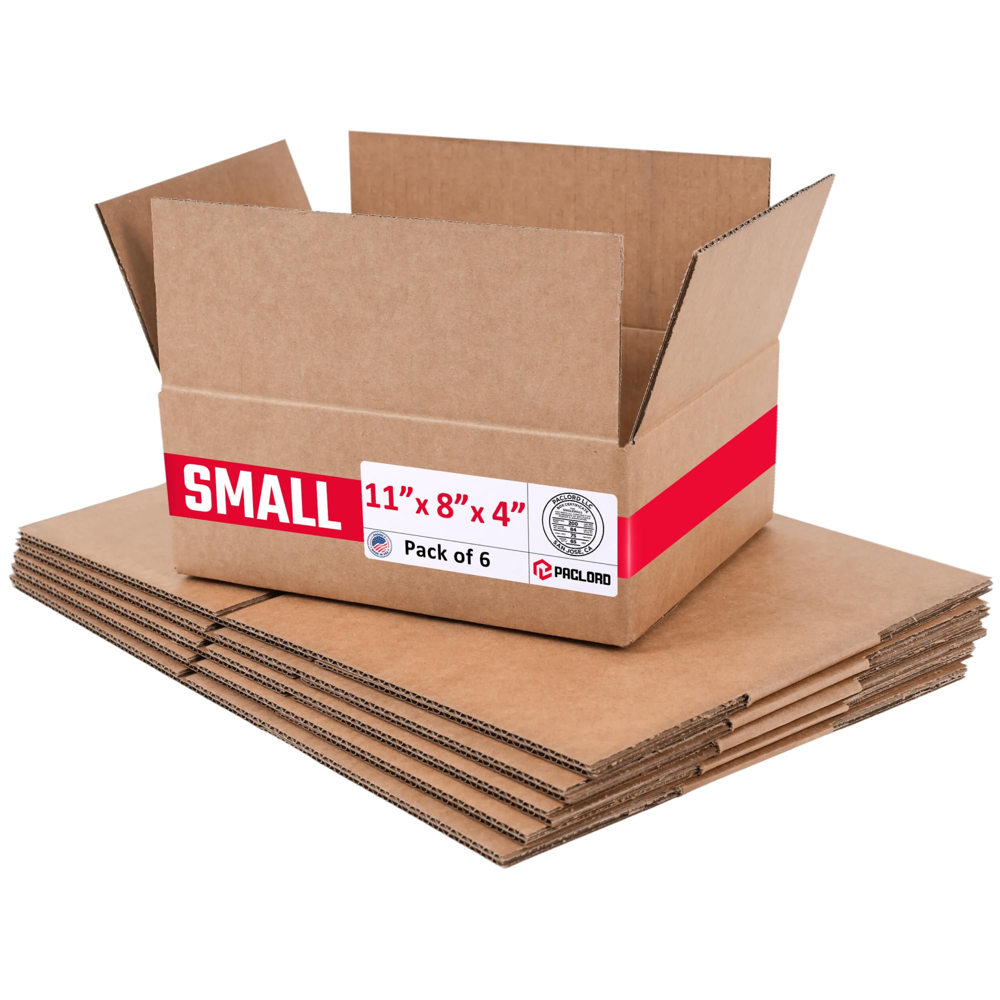 Small Cardboard Boxes 11"L x 8"W x 4"H (Pack of 6) - USA-Made Packing Boxes for Moving, Shipping, or Storage - USPS, UPS, FedEx Approved - Professional Packing Supplies for Moving | USA-Made Packing Boxes for Moving, Shipping, or Storage - USPS, UPS, FedEx Approved - Professional Packing Supplies