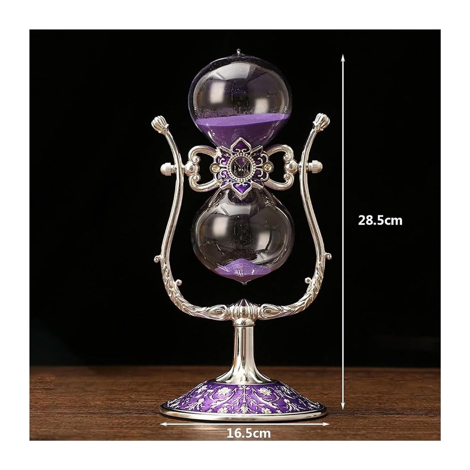 Sanduhr, Sanduhr, Glasdekoration, Zeitmanagement-Assistent, Vintage-Sanduhr aus Metall, 15 Minuten/30 Minuten/60 Minuten, 360 ° drehbar, große antike Sanduhr(Blu,60 Minutes)