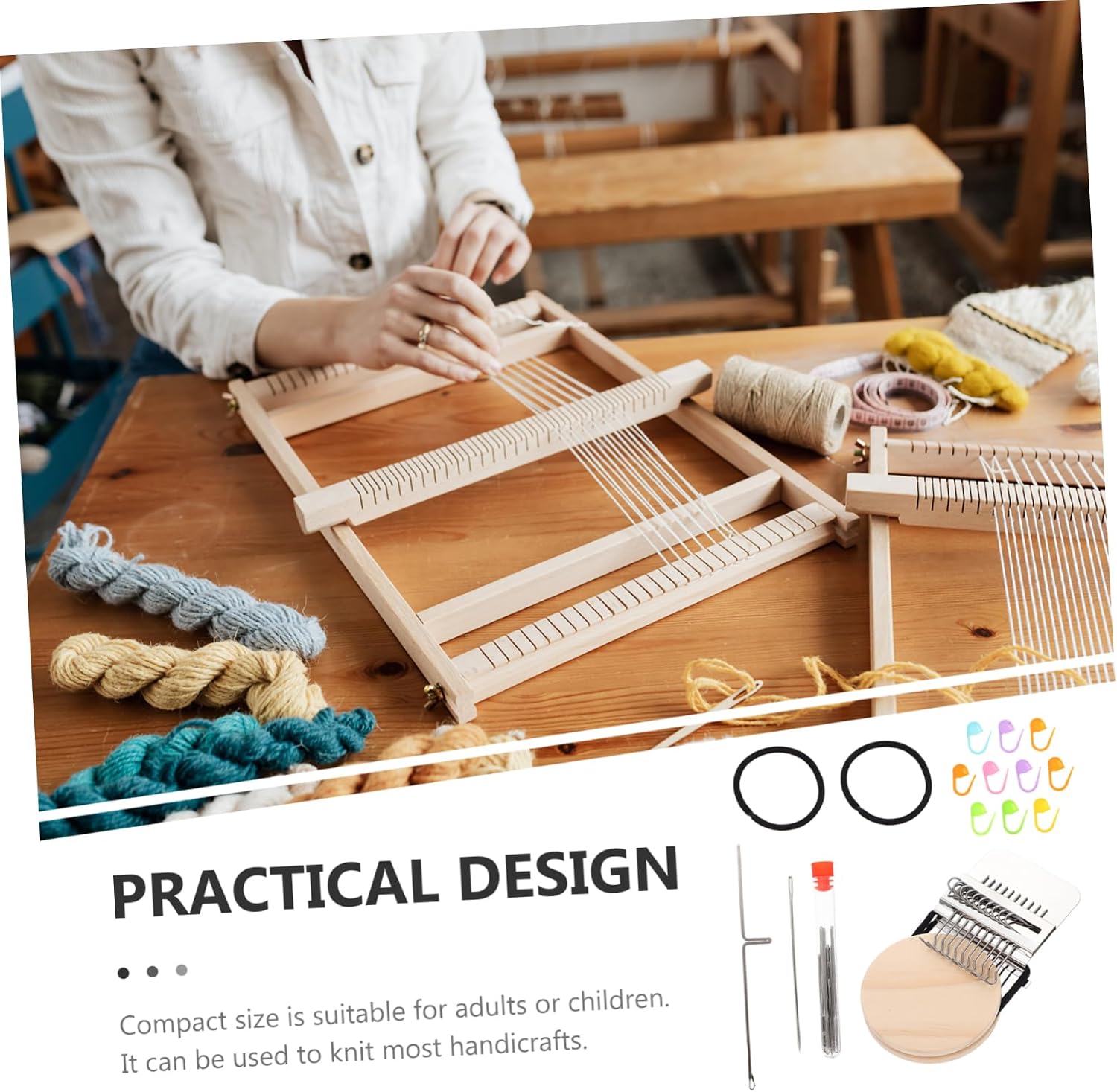 Tofficu 2sets DIY Loom Knitting Machine Kit Wooden Weaving Loom for Clothing Weaving Tools for Beginners Crafts