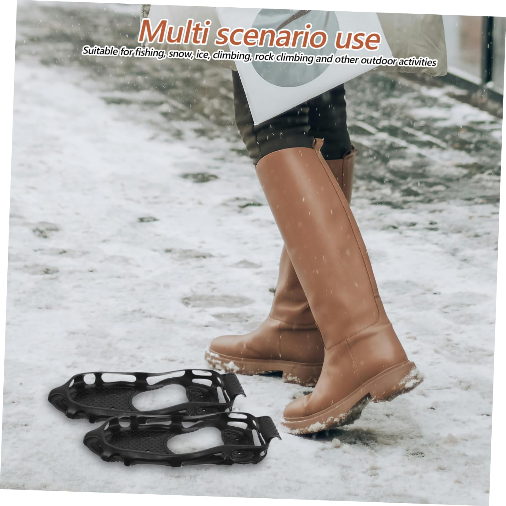 HEMOTON Ramponi per Scarpe Chiodate 12mm, Tpe Nero, Punta Antiscivolo, Facile Installazione, per Outdoor e Snow Hiking