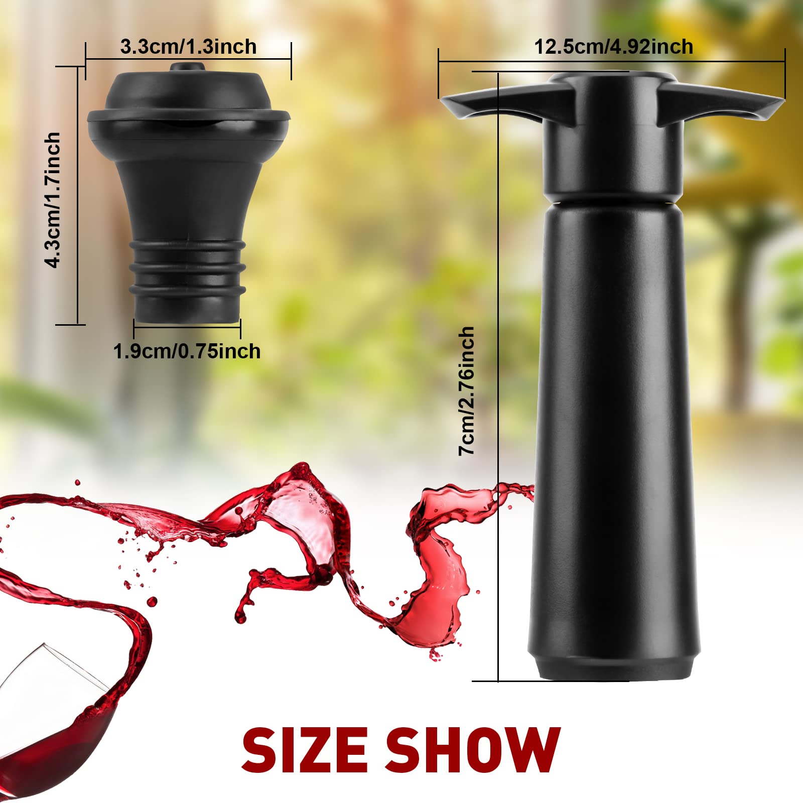 20 tapones de vino con bomba de vacío, conservador de vino, tapón de botella de vacío, tapones de vacío para vino, bomba de vacío para cocina, hogar, bar, oficina, regalos para amantes del vino 2