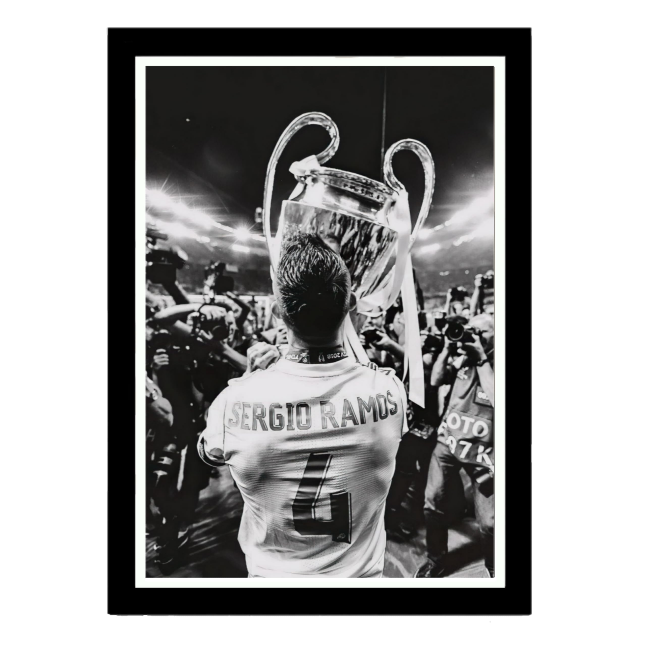 Art illusion - Sergio Ramos Framed Poster for Room Office and Wall decor, Sergio Ramos Poster for Wall (13x10 inch) - C