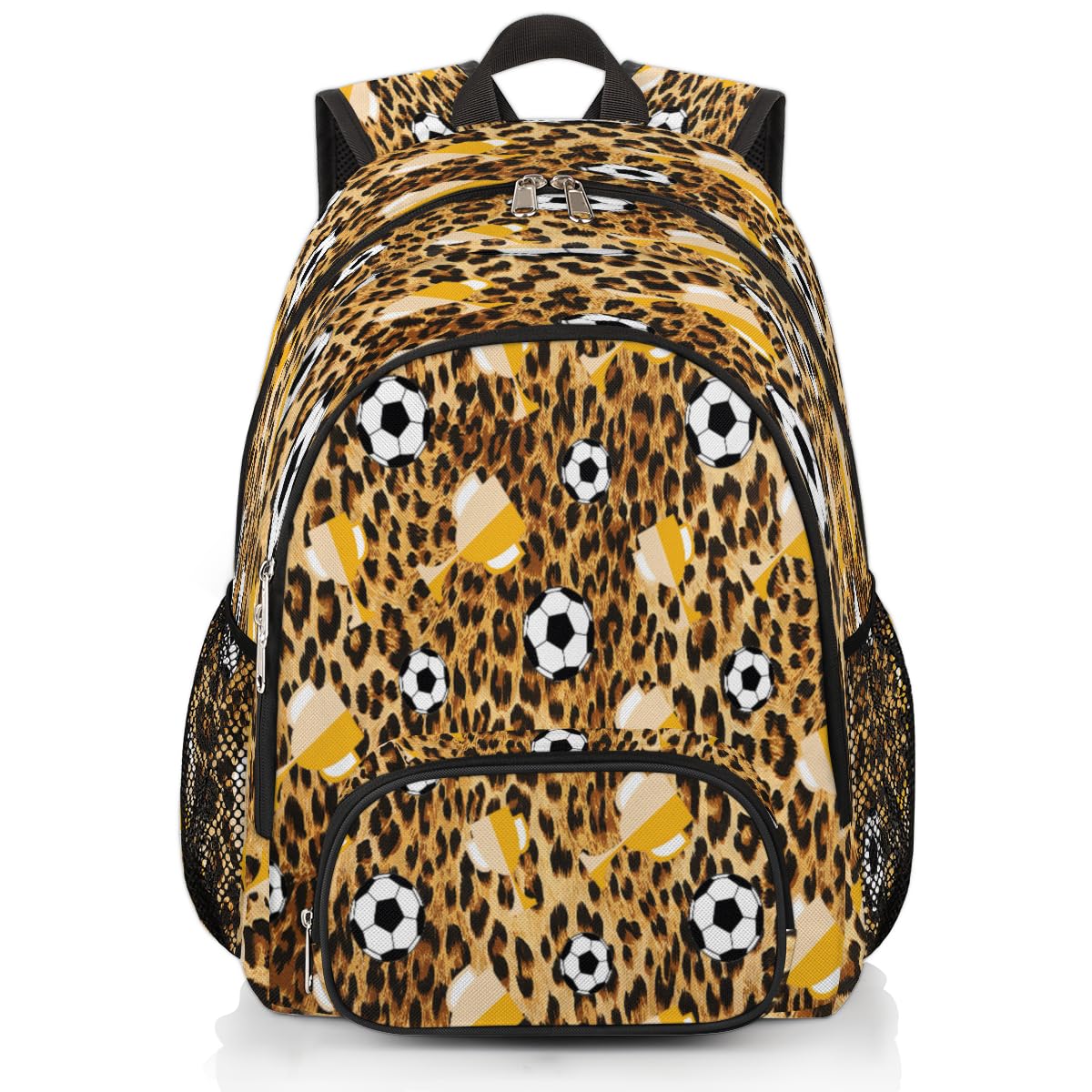 Leopard piłka nożna trofeum plecak o dużej pojemności plecak szkolny plecak na książki plecak piłkarski sport turystyka podróż na co dzień laptop plecak dla dzieci chłopców dziewcząt mężczyzn kobiet,