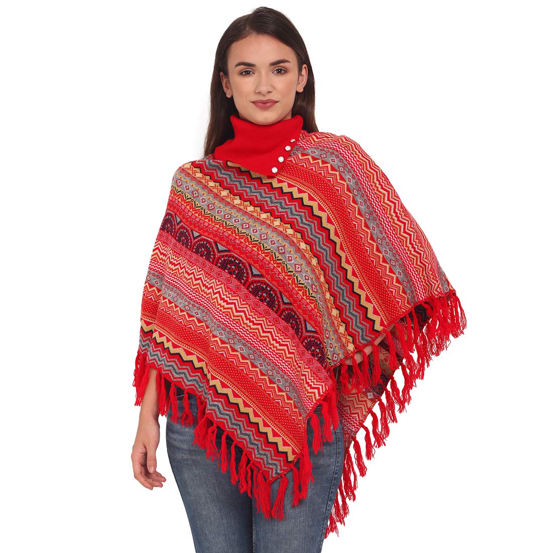 ewools Women Winter Wear Multicolor Woolen Poncho (New Jaikart)-picture-26