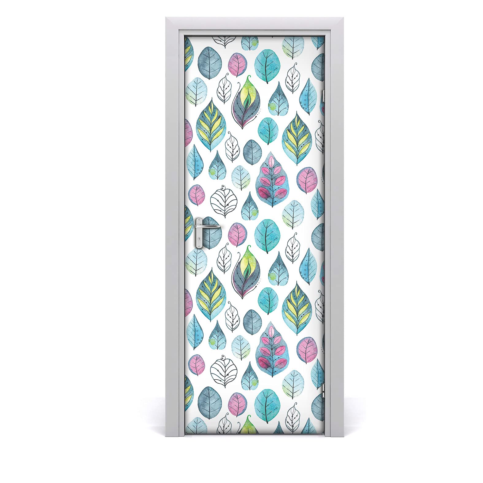 Etiqueta de la puerta para salón Coloray 77x200 cm que transforma tu habitación con hojas abstractas